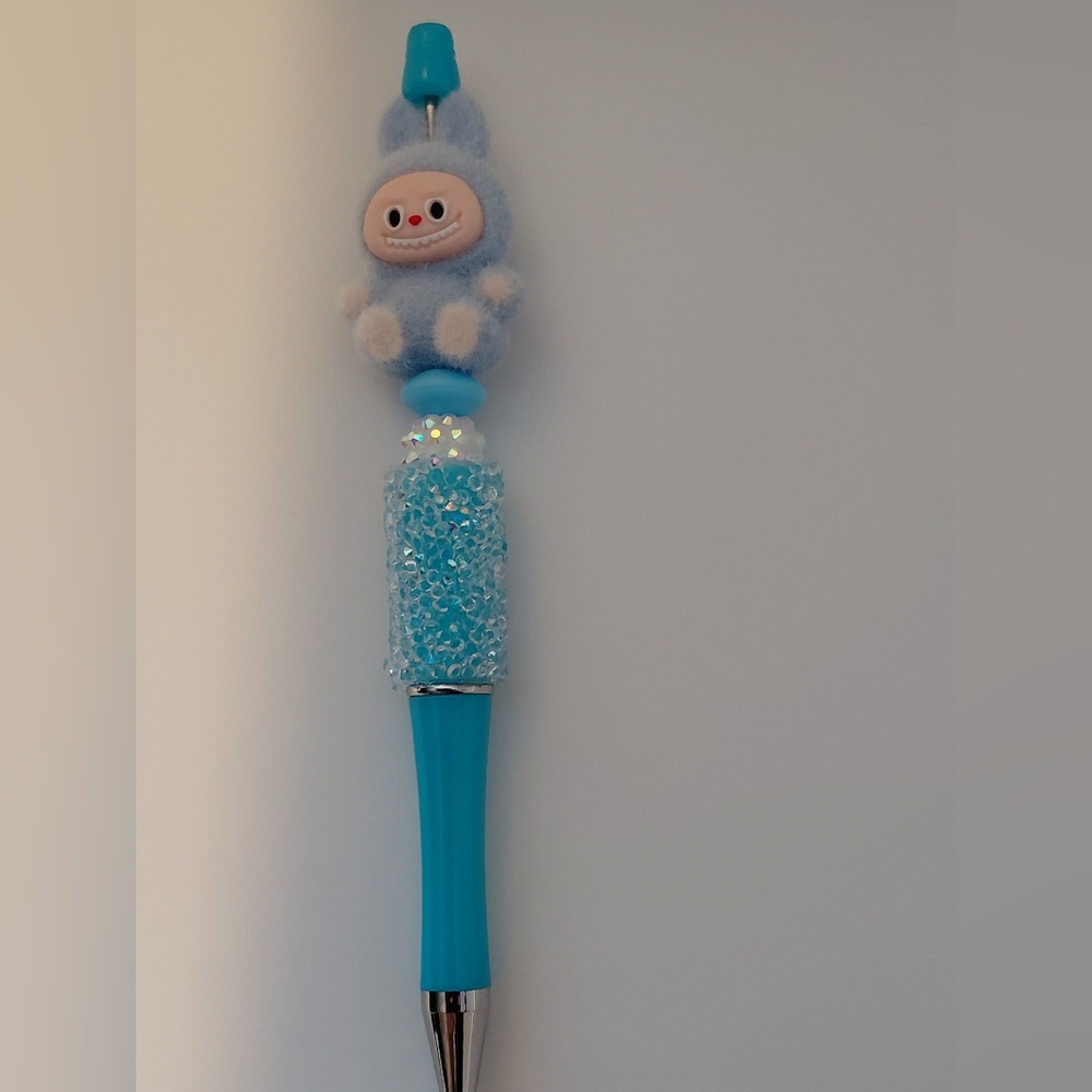 Labubu  Blue Beaded Pen Chunky Glitter